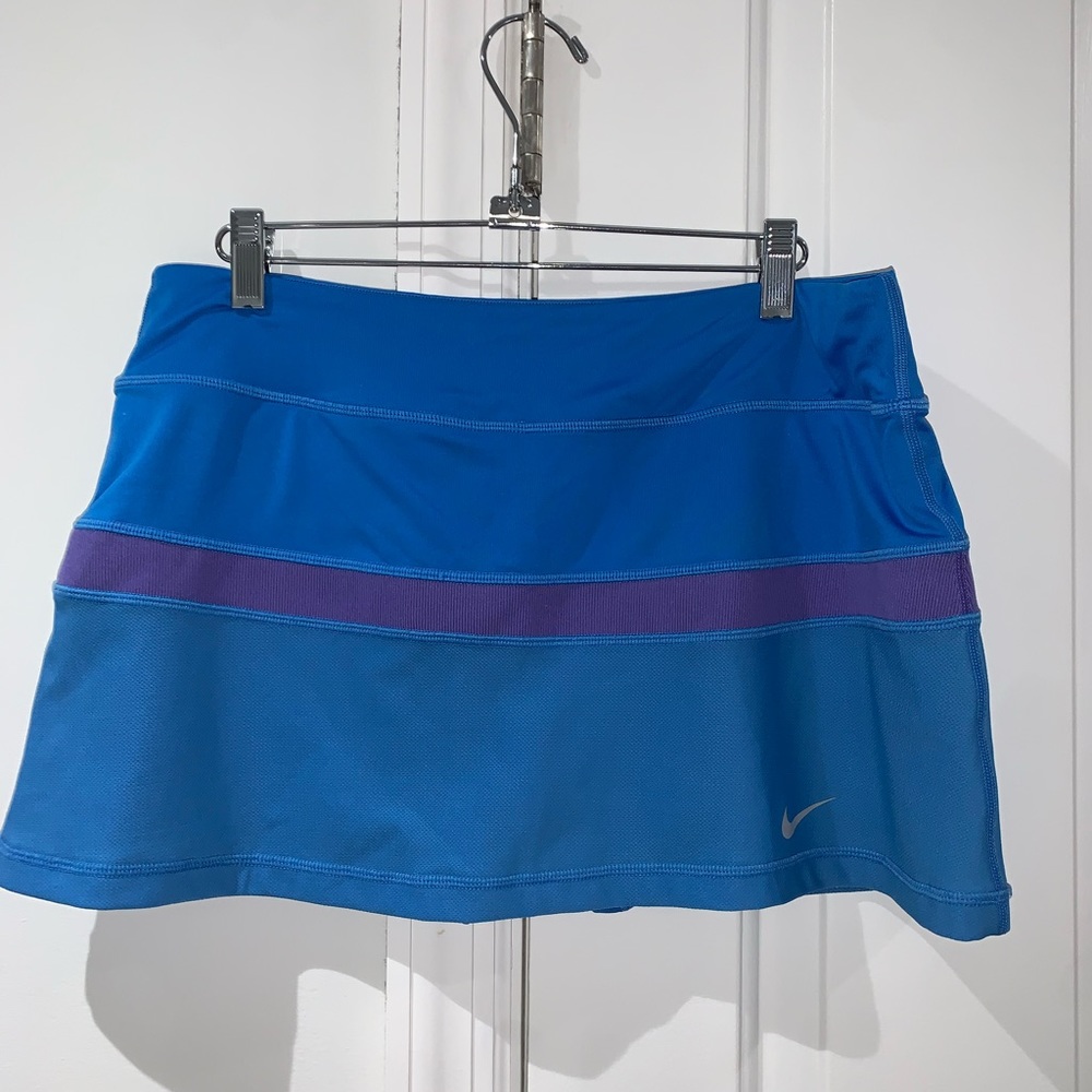 Blue and purple striped Nike tennis skirt